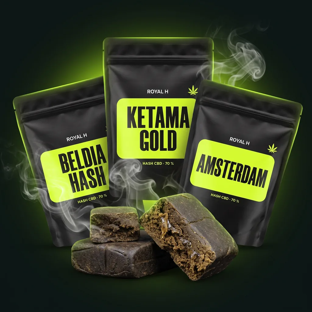 Résines et hash CBD Royal H – Beldia, Ketama, Amsterdam
